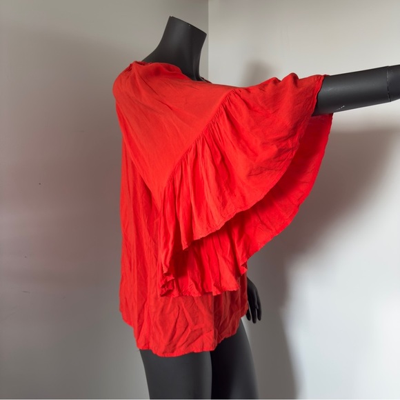 ⚪️ Elan Vibrant Red Boho Blouse with Flowy Sleeves Size M - Picture 6 of 8